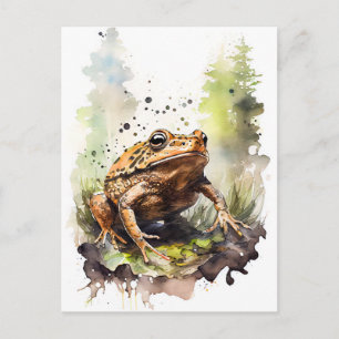 Carte Postale Aquarelle crapaud à travers le pré