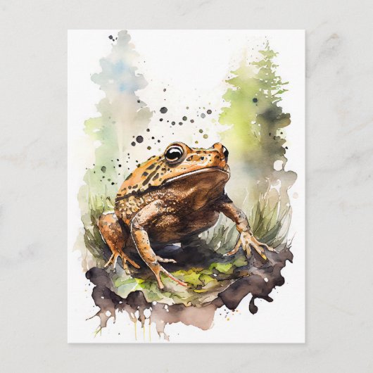 Carte Postale Aquarelle crapaud à travers le pré (Devant)