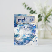 Carte Postale Aquarelle cubes de glace en train de fondre (Debout devant)