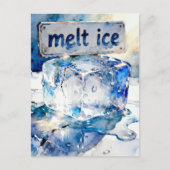 Carte Postale Aquarelle cubes de glace en train de fondre (Devant)