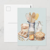 Carte Postale Aquarelle Cuisine Ustensile Articles de boulangeri (Devant / Derrière)