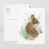 Carte Postale Aquarelle Cute Lapin Lapin Art animal (Devant / Derrière)