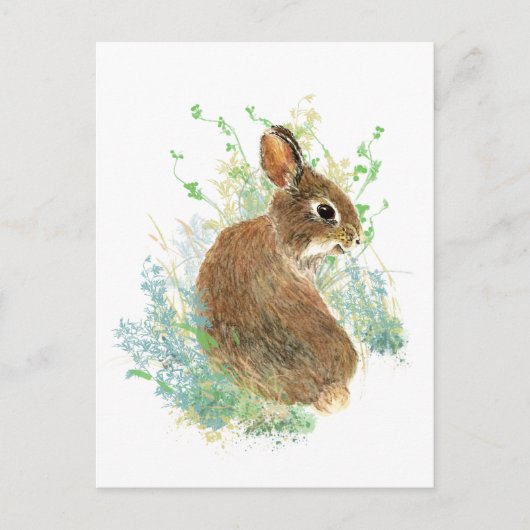 Carte Postale Aquarelle Cute Lapin Lapin Art animal (Devant)