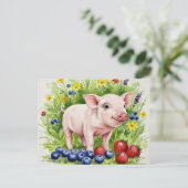Carte postale Aquarelle Cute Pig Young Animaux (Debout devant)