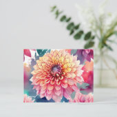 Carte Postale Aquarelle Dahlia été (Debout devant)