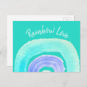 Carte Postale Aquarelle d'amour bleu arc-en-ciel (Devant / Derrière)