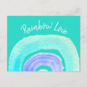 Carte Postale Aquarelle d'amour bleu arc-en-ciel (Devant)