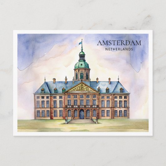 Carte postale aquarelle d'Amsterdam (Devant)