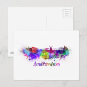 Carte Postale Aquarelle d'Amsterdam (Devant / Derrière)