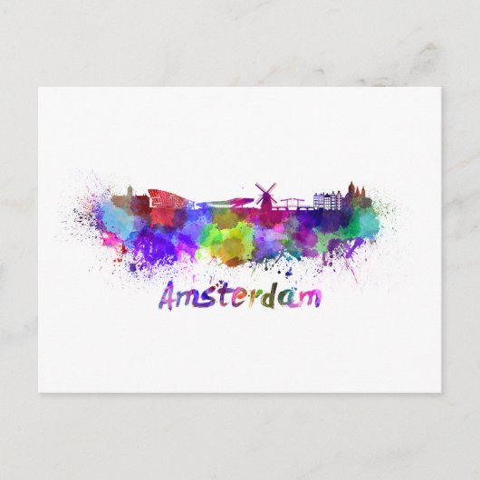 Carte Postale Aquarelle d'Amsterdam (Devant)