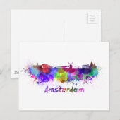 Carte Postale Aquarelle d'Amsterdam (Devant / Derrière)