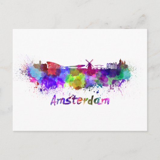 Carte Postale Aquarelle d'Amsterdam (Devant)