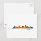 Carte Postale Aquarelle d'Austin Texas v1 (Devant / Derrière)
