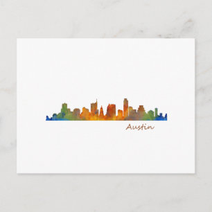 Carte Postale Aquarelle d'Austin Texas v1