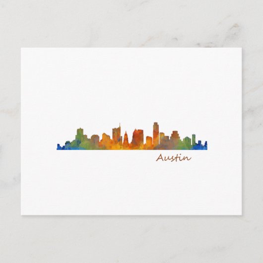 Carte Postale Aquarelle d'Austin Texas v1 (Devant)