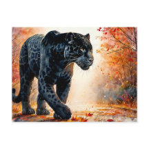 Aquarelle d'automne Jaguar noir