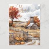 Carte Postale Aquarelle d'automne L'humeur d'automne dans le pay (Devant)