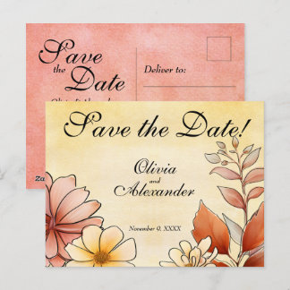 Carte Postale Aquarelle d'automne Terracotta florale Enregistrer