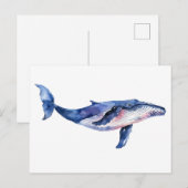 Carte Postale Aquarelle de baleine (Devant / Derrière)