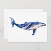 Carte Postale Aquarelle de baleine (Devant / Derrière)
