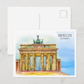 Carte postale aquarelle de Berlin Allemagne | Souv (Devant / Derrière)