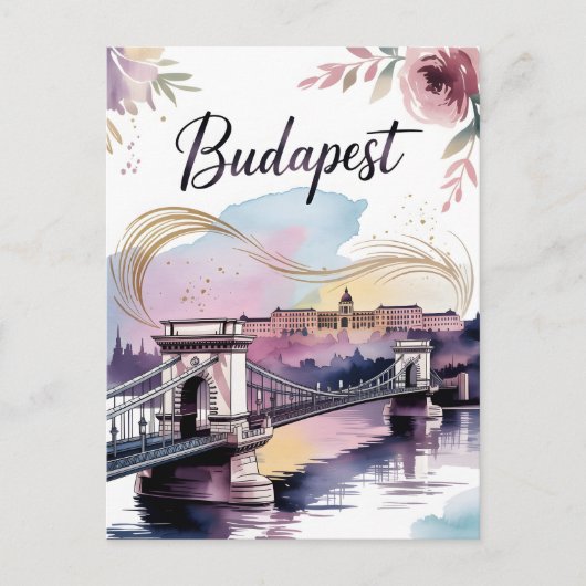 Carte Postale Aquarelle de Budapest (Devant)