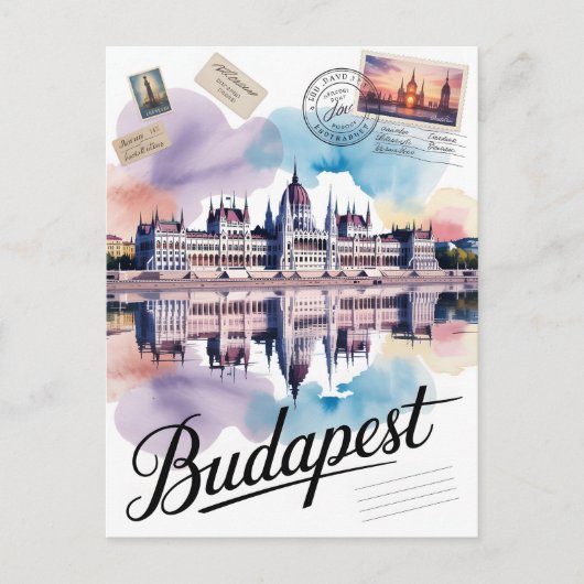 Carte Postale Aquarelle de Budapest (Devant)