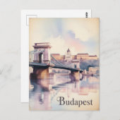 Carte Postale Aquarelle de Budapest (Devant / Derrière)