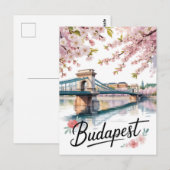 Carte Postale Aquarelle de Budapest (Devant / Derrière)