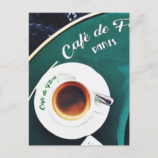 Carte Postale Aquarelle de café Paris-France (Devant)