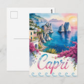 Carte Postale Aquarelle de Capri (Devant / Derrière)
