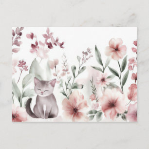 Carte postale aquarelle de chat