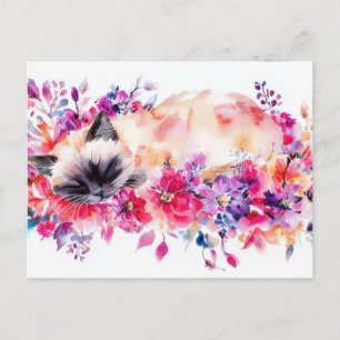 Carte postale aquarelle de chat