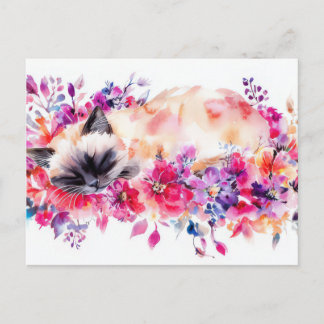 Carte postale aquarelle de chat