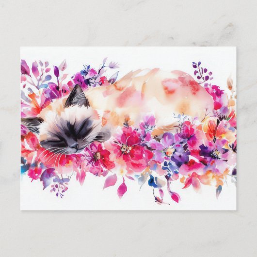 Carte postale aquarelle de chat (Devant)