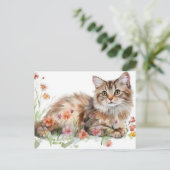 Carte postale aquarelle de chat (Debout devant)