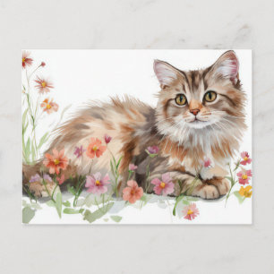 Carte postale aquarelle de chat