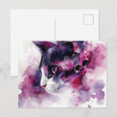 Carte postale aquarelle de chat (Devant / Derrière)