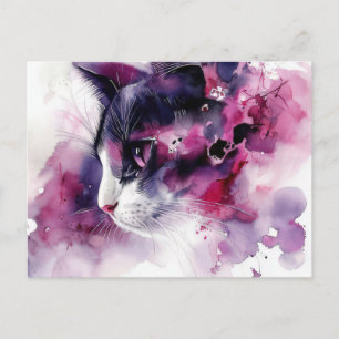 Carte postale aquarelle de chat