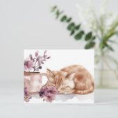 Carte postale aquarelle de chat (Debout devant)