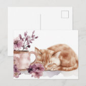 Carte postale aquarelle de chat (Devant / Derrière)