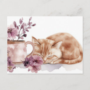 Carte postale aquarelle de chat