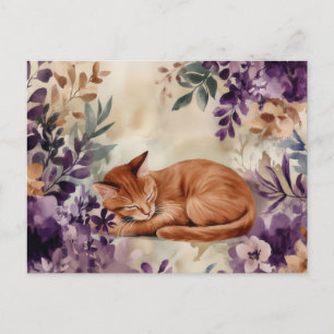Carte postale aquarelle de chat