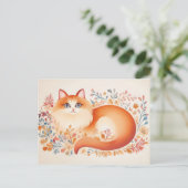 Carte postale aquarelle de chat (Debout devant)