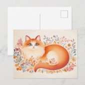 Carte postale aquarelle de chat (Devant / Derrière)