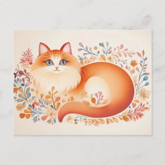 Carte postale aquarelle de chat (Devant)
