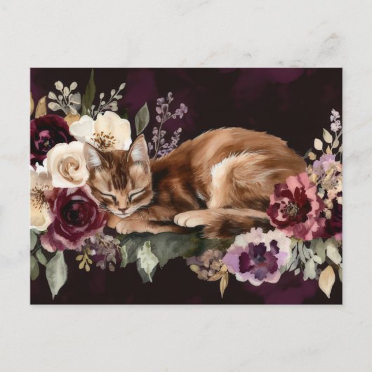 Carte postale aquarelle de chat (Devant)