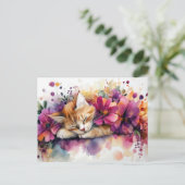 Carte postale aquarelle de chat (Debout devant)