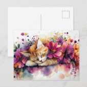 Carte postale aquarelle de chat (Devant / Derrière)