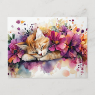 Carte postale aquarelle de chat
